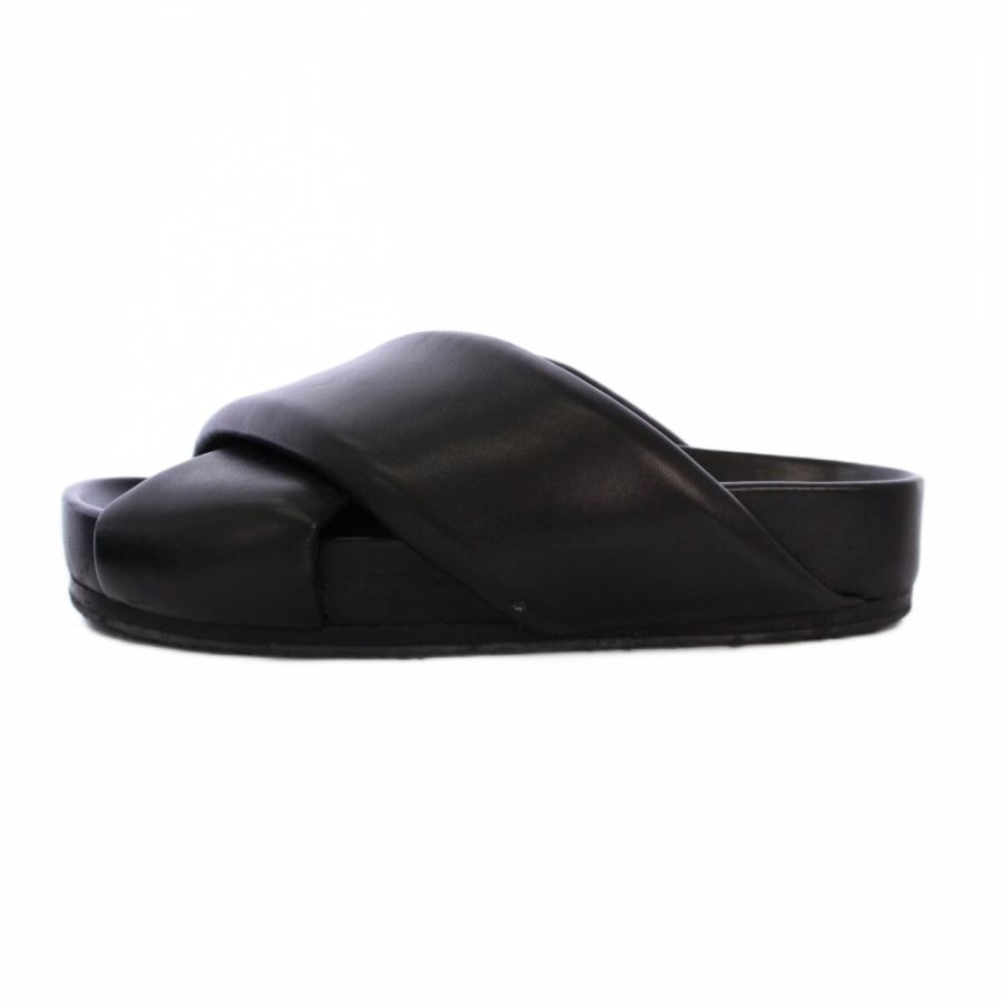 ジルサンダー JIL SANDER クロスストラップ レザー サンダル ミュール 