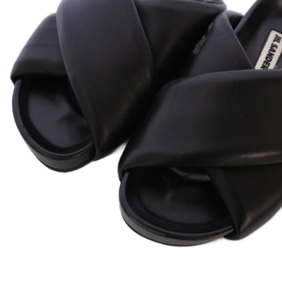 ジルサンダー JIL SANDER クロスストラップ レザー サンダル ミュール 
