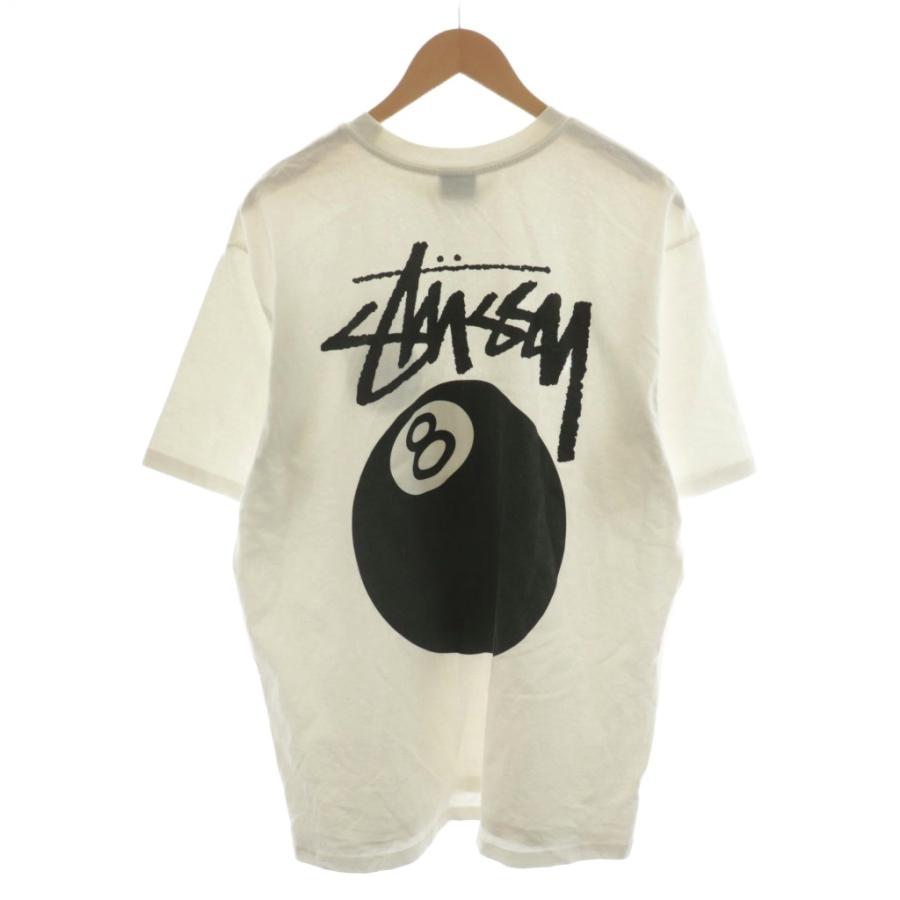 【中古】ステューシー STUSSY Tシャツ カットソー 半袖 8ボール ロゴ プリント L 白 ホワイト 黒 ブラック STUSSY（ステューシー） STUSSY Tシャツ カットソー 半袖 8ボール ロゴ