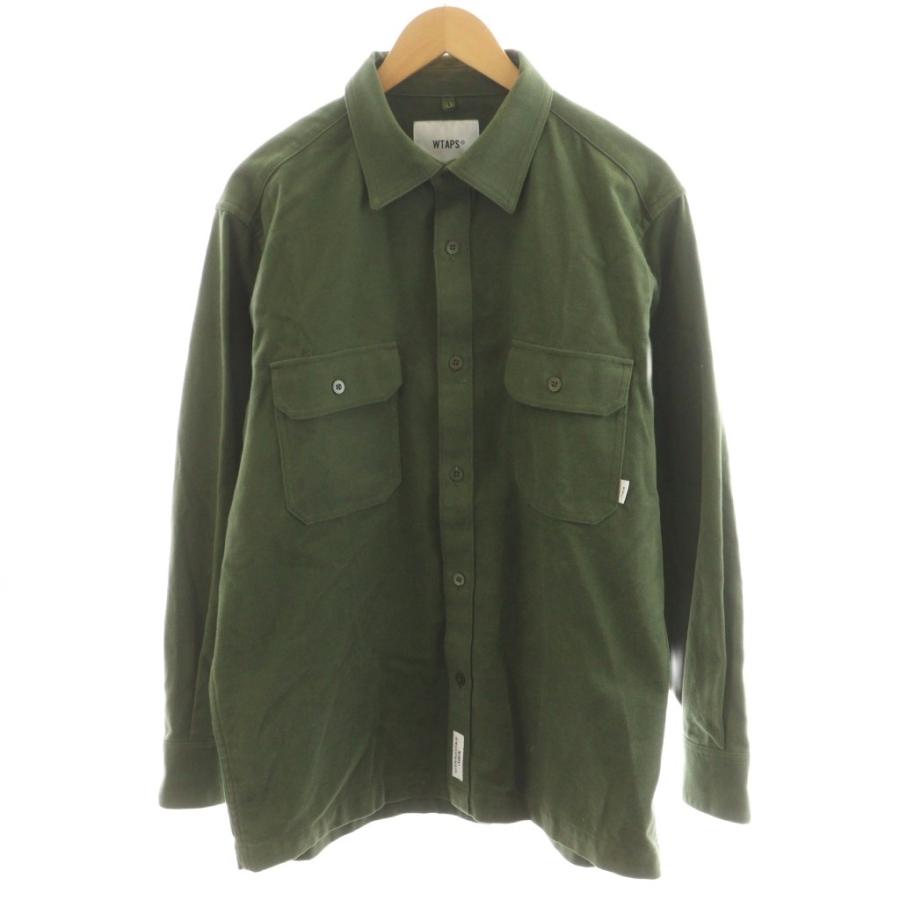 ダブルタップス WTAPS ミリタリーフランネルシャツ ロゴ コットン 3