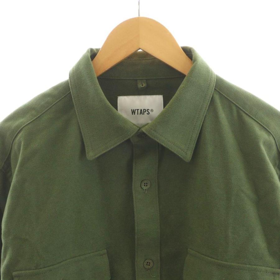 ダブルタップス WTAPS ミリタリーフランネルシャツ ロゴ コットン 3