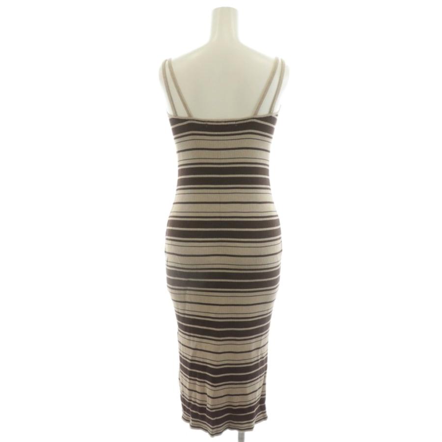 【中古】ハーリップトゥ 2点セット カーディガン ワンピース ロング ボーダー ノースリーブ S ベージュ 茶 ハーリップトゥ 2点セット カーディガン ワンピース ロング ボーダー