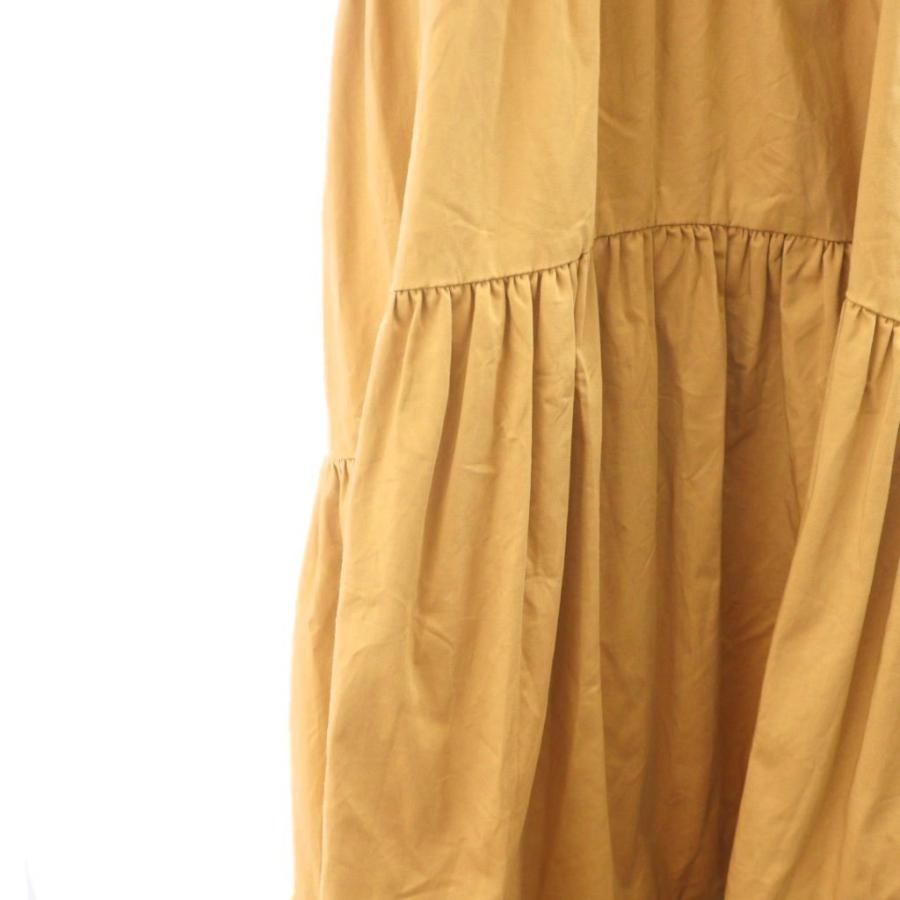 オブリ OBLI ワンピース ミモレ ロング ノースリーブ フリル リボン