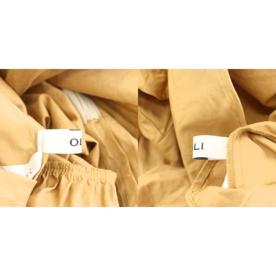 【中古】オブリ OBLI ワンピース ミモレ ロング ノースリーブ フリル リボン ギャザー コットン 0 ベージュ オブリ OBLI ワンピース ミモレ ロング ノースリーブ フリル リボン