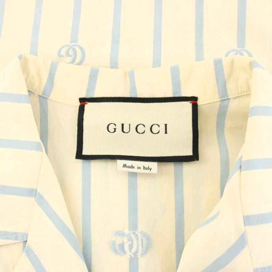 GUCCI（グッチ） ダブルG ストライプ コットン ボウリングシャツ