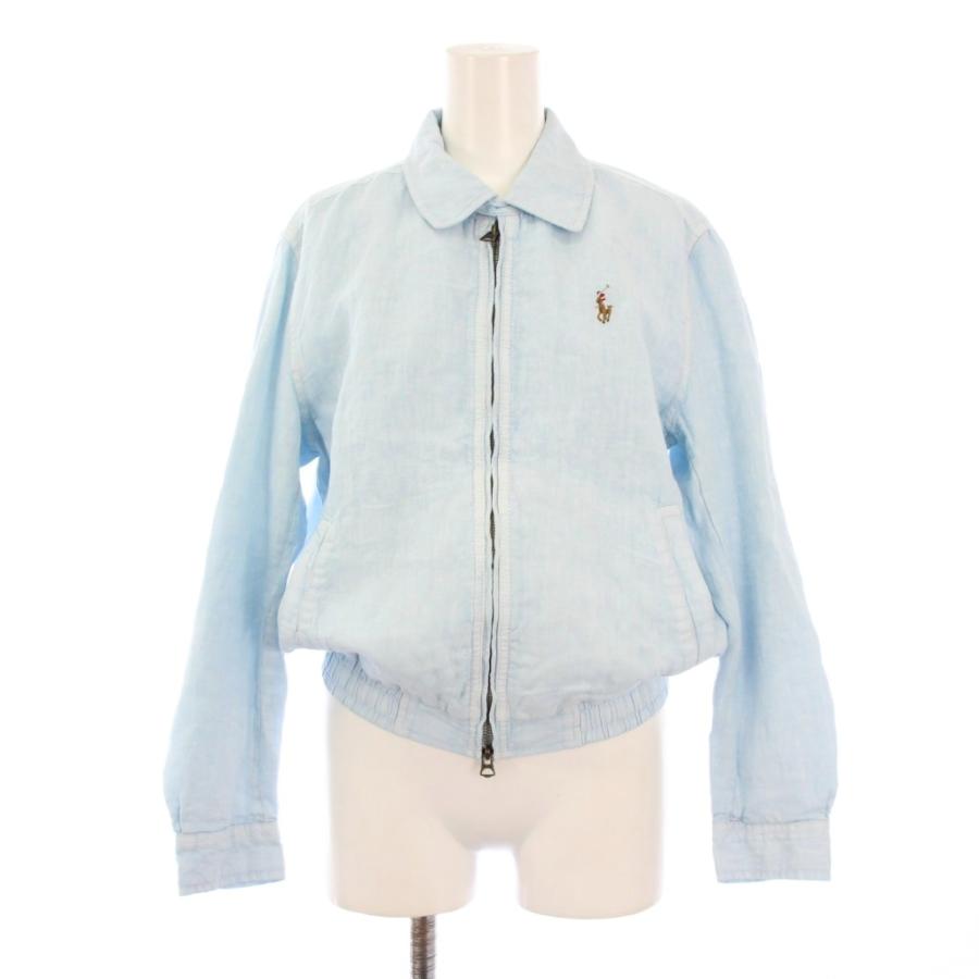 【中古】未使用品 ポロ バイ ラルフローレン ステンカラージャケット アウター ショート丈 ジップアップ ロゴ 水色 POLO RALPH LAUREN（ポロ・ラルフローレン） 未使用品 ポロ バイ
