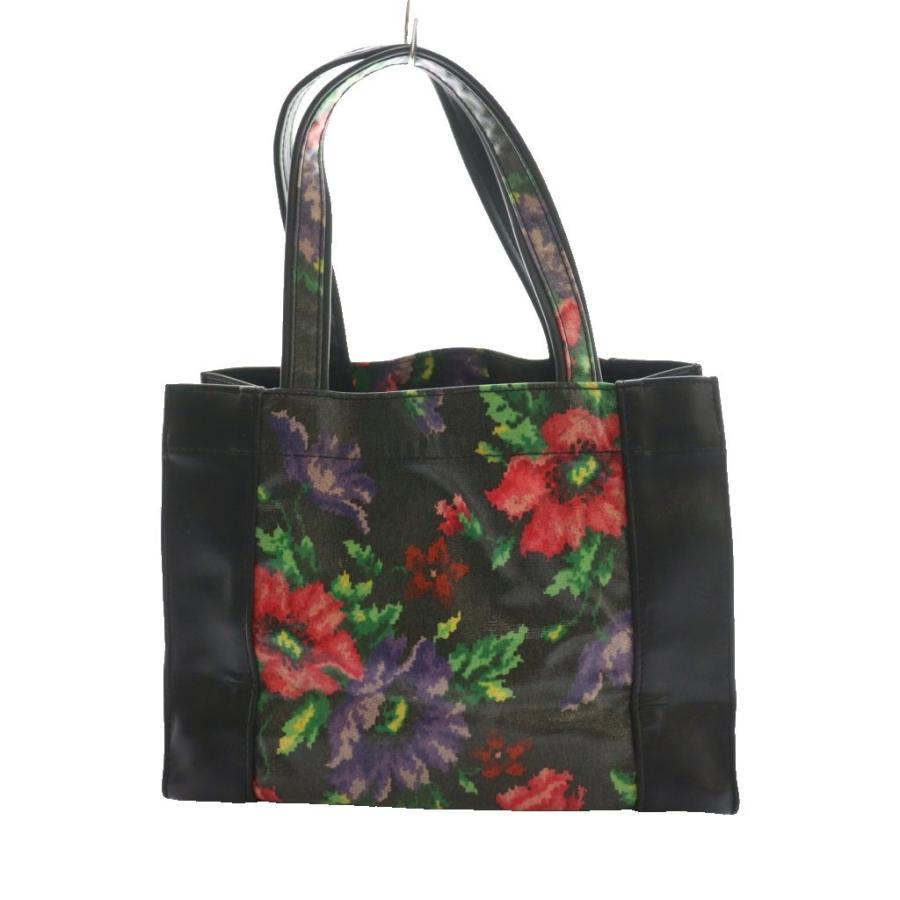 フェイラー FEILER 花柄ビニールハンドバッグ 黒 ブラック /SS □OS