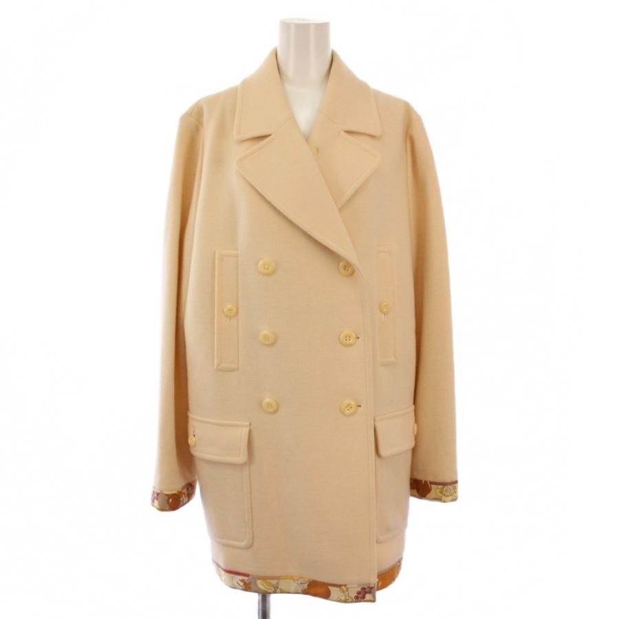 【中古】レオナールスポーツ LEONARD SPORT ピーコート Pコート ミドル丈 アウター ダブル 総裏地 ウール ベージュ レオナールスポーツ LEONARD SPORT ピーコート Pコート ミドル丈