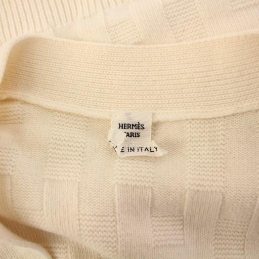 【中古】エルメス HERMES 22AW Hアッシュ ニットカーディガン 長袖 34 アイボリー /KH レディース HERMES（エルメス） HERMES 22AW Hアッシュ ニットカーディガン 長袖