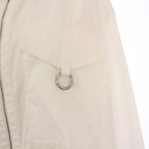 【中古】エルメス HERMES ジップアップシャツ ブラウス 長袖 セリエボタン 34 白 3E0616DX /KH レディース HERMES（エルメス） ジップアップシャツ ブラウス 長袖 セリエボタン