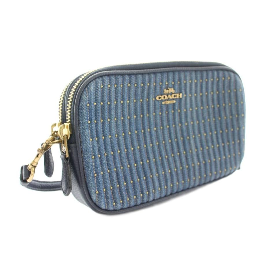 COACH（コーチ） デニムショルダーバッグ ダブルジップ レザー ロゴ
