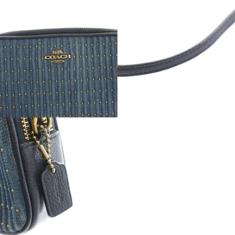 COACH（コーチ） デニムショルダーバッグ ダブルジップ レザー ロゴ