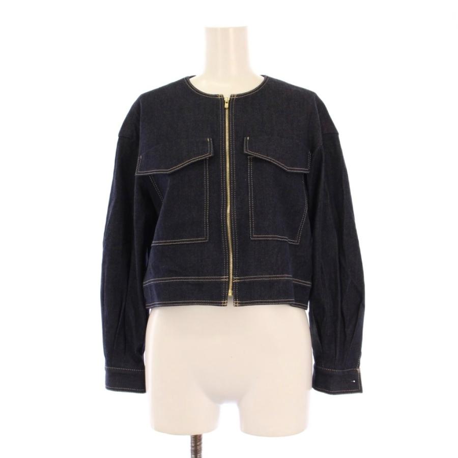 レディース 未使用に近い 21SS アナイ ANAY ジャケット シルク 38 M 紺