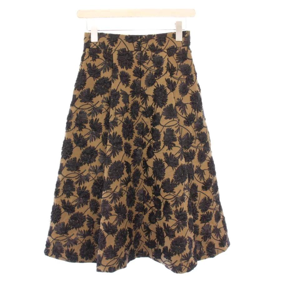 【中古】アナイ ANAYI フレアスカート ミモレ ロング 花柄 バイカラー 34 黒 ブラック 茶 ブラウン /BB レディース アナイ ANAYI フレアスカート ミモレ ロング 花柄 バイカラー 34 黒