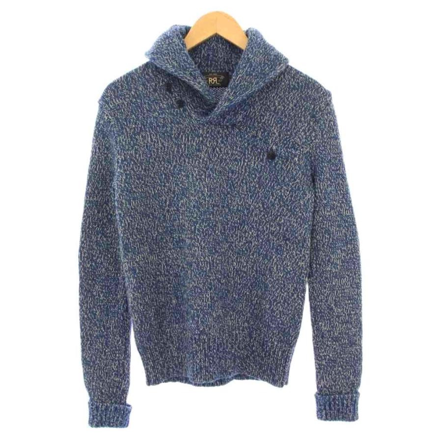 【中古】ダブルアールエル RRL ラルフローレン ニット ショールカラー 長袖 ストレッチ XS 青 ブルー /BB メンズ ダブルアールエル RRL ラルフローレン ニット ショールカラー 長袖