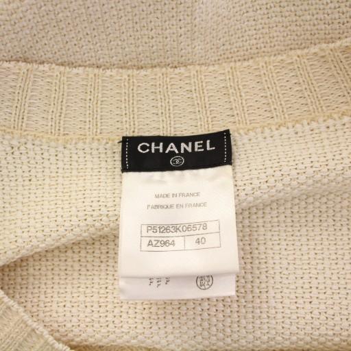 CHANEL（シャネル） ニット 半袖 Vネック ストレッチ ワンカラー 40