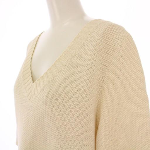 【中古】シャネル CHANEL ニット 半袖 Vネック ストレッチ ワンカラー 40 アイボリー /BB レディース CHANEL（シャネル） ニット 半袖 Vネック ストレッチ ワンカラー 40