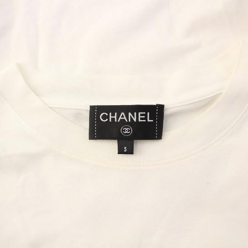 【中古】シャネル CHANEL Tシャツ カットソー 長袖 ロゴ カメリア スパンコール S 白 P63300K48961 /KH レディース CHANEL（シャネル） CHANEL Tシャツ カットソー 長袖 ロゴ カメリア