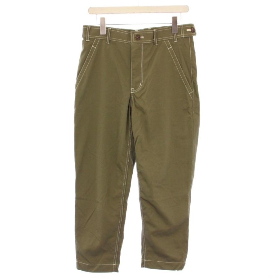 【中古】コムデギャルソンオムドゥ AD2017 スラックスパンツ ジップフライ ナイロン XS カーキ /BB メンズ コムデギャルソンオムドゥ COMME des GARCONS HOMME DEUX AD2017
