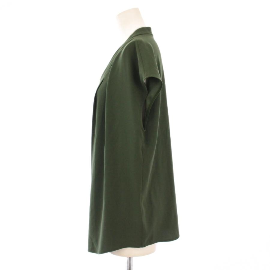 セオリーリュクス ブラウス カットソー 半袖 Vネック カーキ 緑系 38 M位 theory luxe（セオリーリュクス） シャツ ブラウス プルオーバー 半袖
