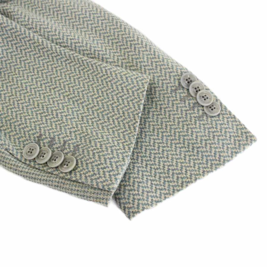 【中古】エトロ ETRO テーラードジャケット ヘリンボーン リネン混 アウター 56 水色 グリーン 緑 アイボリー 1G848 ETRO（エトロ） テーラードジャケット ヘリンボーン リネン混 アウター