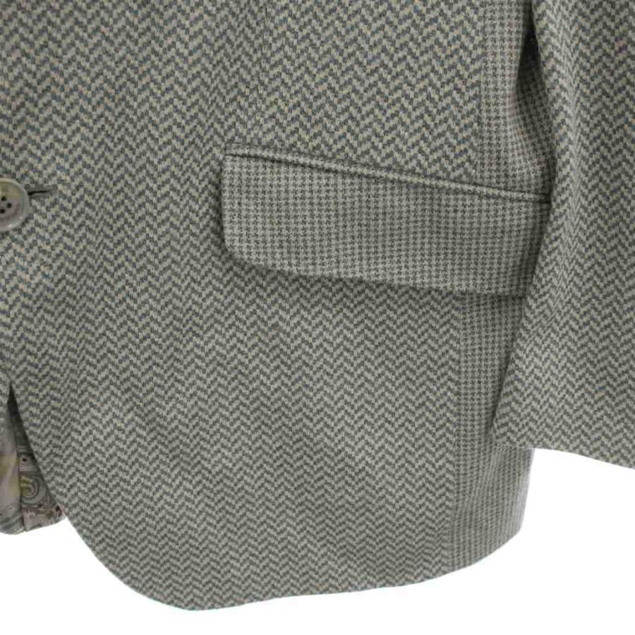 【中古】エトロ ETRO テーラードジャケット ヘリンボーン リネン混 アウター 56 水色 グリーン 緑 アイボリー 1G848 ETRO（エトロ） テーラードジャケット ヘリンボーン リネン混 アウター