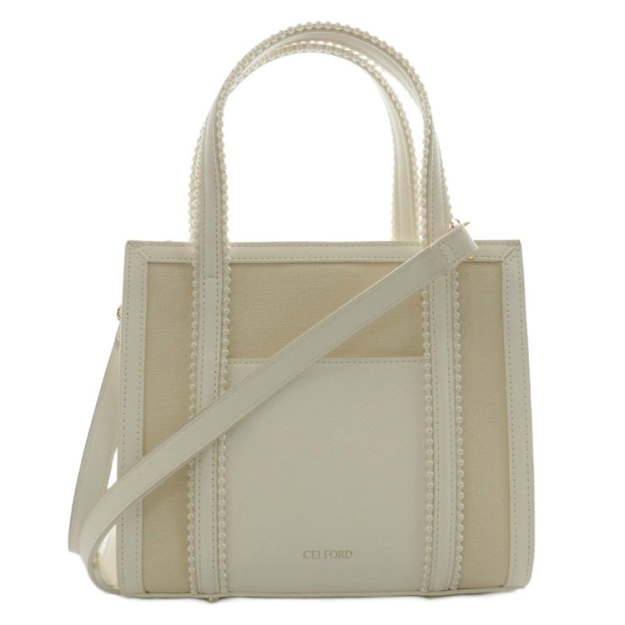 セルフォード CELFORD パールトリミングキャンバスコンビバッグ