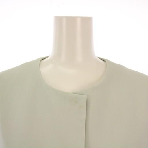 【中古】フォクシーニューヨーク FOXEY NEW YORK ノーカラーコート アウター ロング丈 フリル ワンカラー 38 水色 フォクシーニューヨーク FOXEY NEW YORK ノーカラーコート アウター