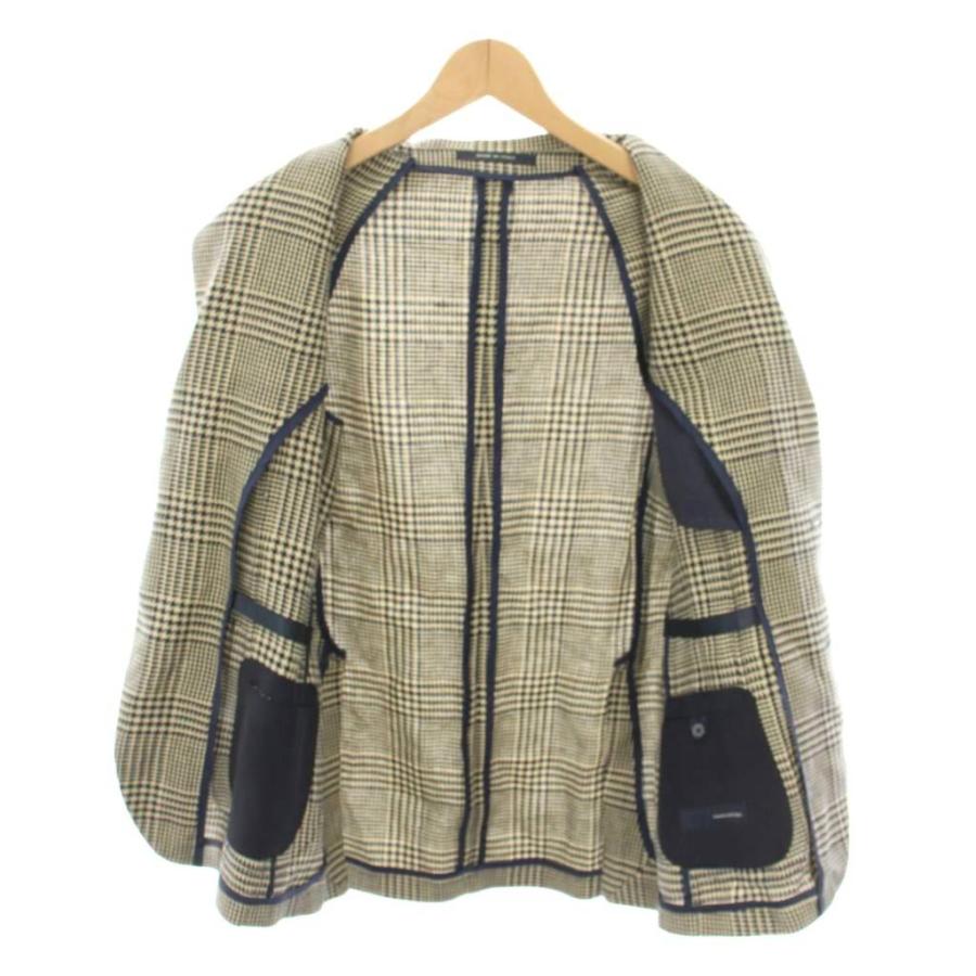 【中古】タリアトーレ テーラードジャケット シングル 千鳥格子柄 チェック柄 46/R ベージュ 紺 G-DAKAR22K メンズ タリアトーレ TAGLIATORE テーラードジャケット シングル 千鳥格子柄