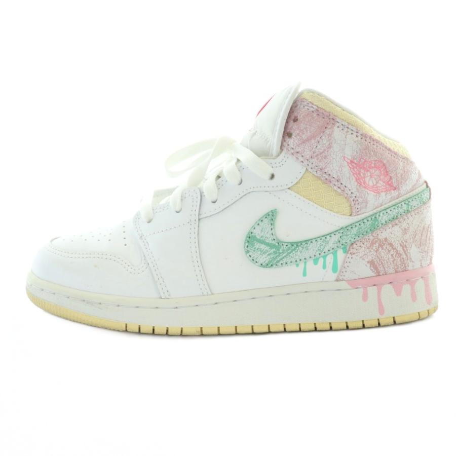 【中古】ナイキ GS エアジョーダンワン ペイント ドリップ スニーカー US7Y 25cm DD1666-100 NIKE（ナイキ） NIKE GS AIR JORDAN 1 MID PAINT DRIP エアジョーダン