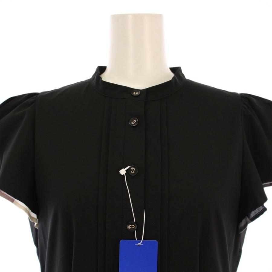 【中古】未使用品 ブルーレーベルクレストブリッジ 23年製 シルキータフタシャツドレス 半袖 ロング 36 黒 レディース 未使用品 ブルーレーベルクレストブリッジ BLUE LABEL CRESTBRIDGE 23