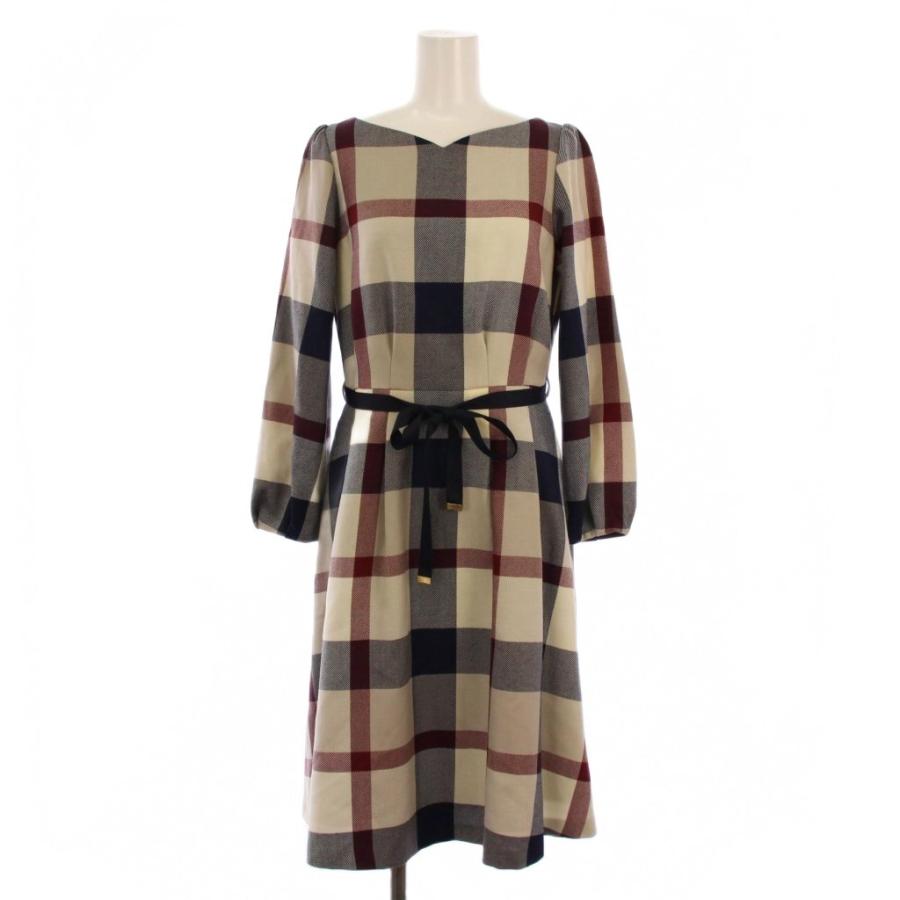 ブルーレーベルクレストブリッジ★美品★膝丈ワンピース★チェック★首元リボン 未使用品 ブルーレーベルクレストブリッジ ワンピース ひざ丈 長袖