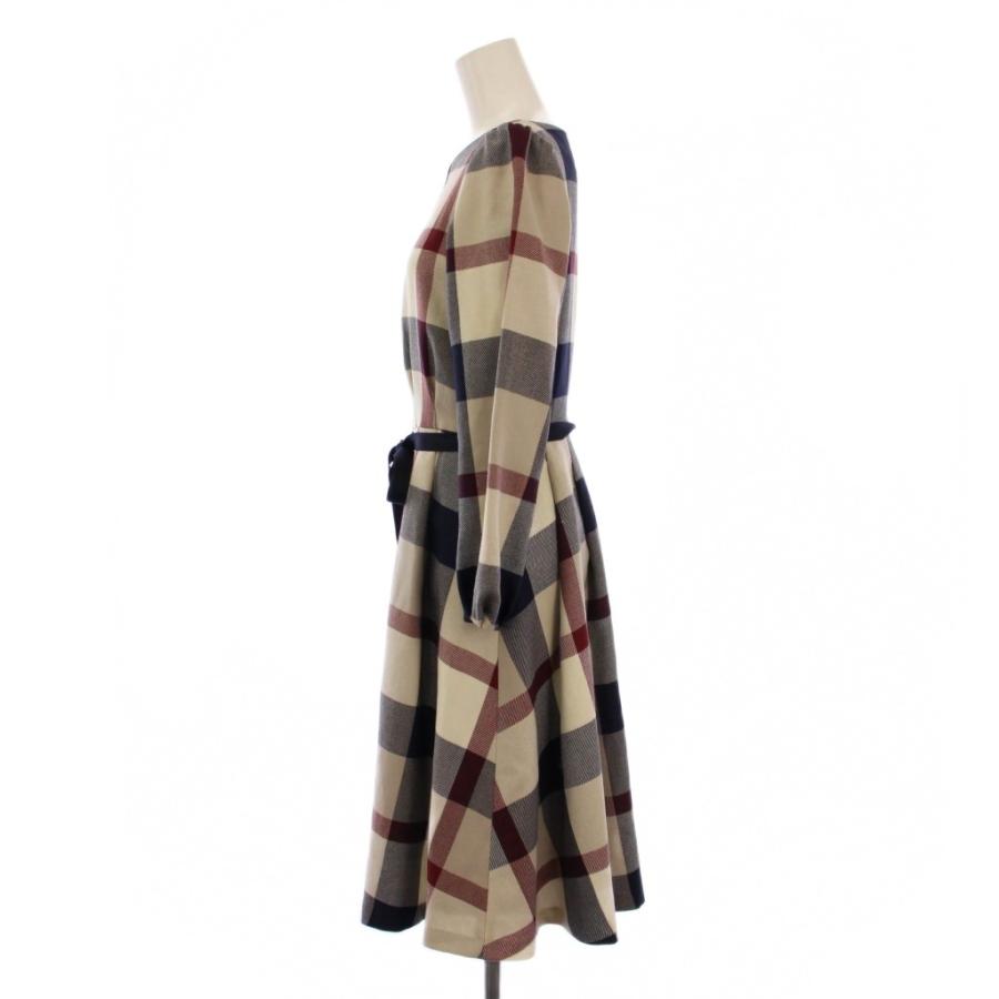 ブルーレーベル ワンピース チェック レッド リボン ミモレ丈 ひざ丈