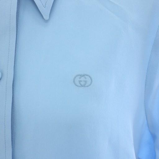 【中古】グッチ GUCCI シャツ ブラウス 長袖 インターロッキングGGロゴ 絹 シルク 36 水色 627407 レディース GUCCI（グッチ） シャツ ブラウス 長袖 インターロッキングGGロゴ 絹