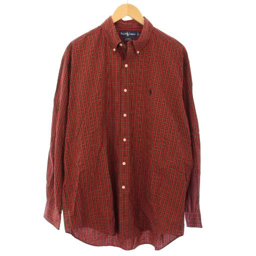 【最高カラー、BLAKE】ラルフローレン古着チェックシャツ刺繍ロゴプリネル赤L. POLO RALPH LAUREN（ポロ・ラルフローレン） ラルフローレン RALPH