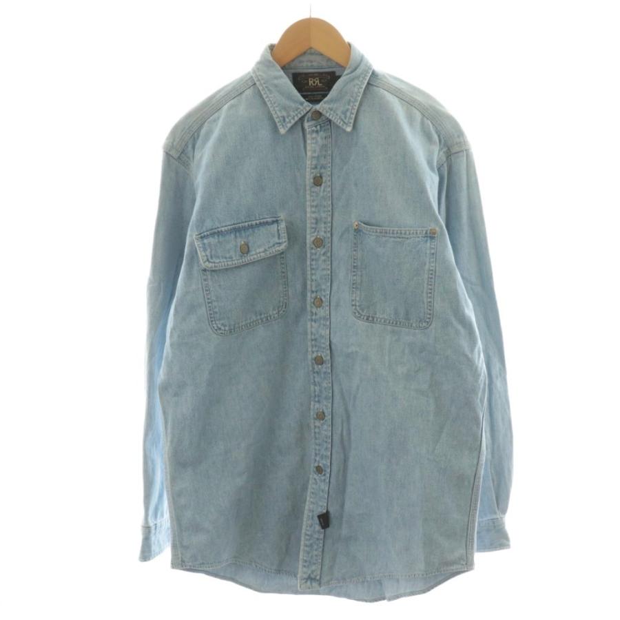 【中古】ダブルアールエル RRL 三ツ星タグ デニムシャツ 長袖 S 水色 ライトブルー /AN3 メンズ ダブルアールエル RRL 三ツ星タグ デニムシャツ 長袖 S 水色 ライト