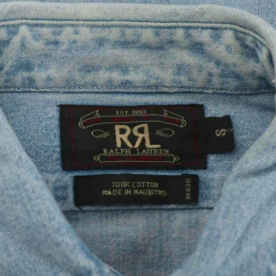 ダブルアールエル RRL 三ツ星タグ デニムシャツ 長袖 S 水色 ライト