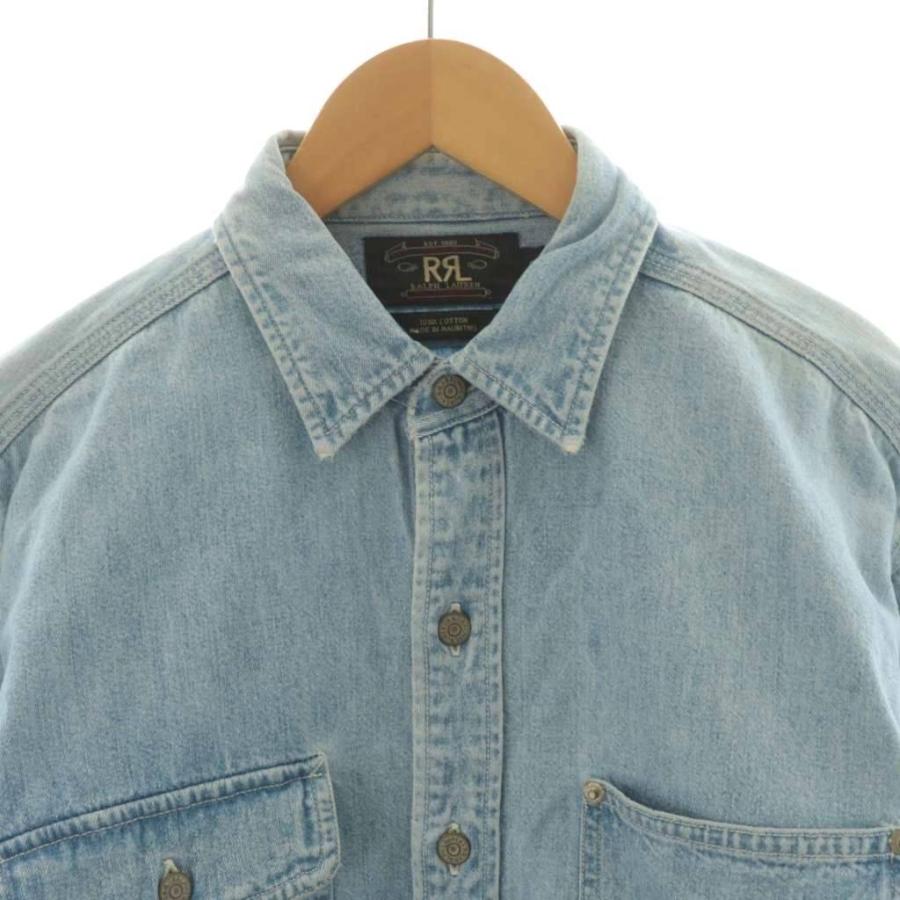 ダブルアールエル RRL 三ツ星タグ デニムシャツ 長袖 S 水色 ライト