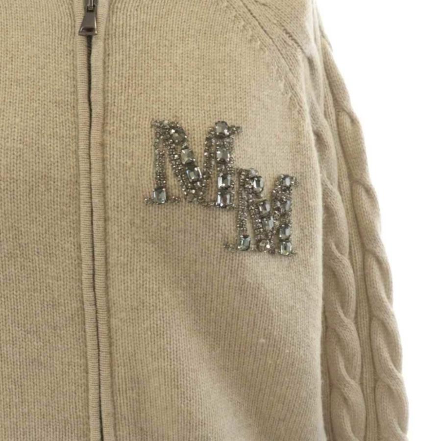 【中古】マックスマーラ MAX MARA ARMANDA ニットジャケット セーター ケーブル編み ビジュー ロゴ ベージュ Max Mara（マックスマーラ） MAX MARA ARMANDA ニットジャケット
