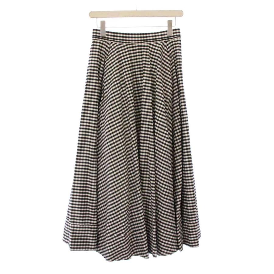 マディソンブルー タックサーキュラーギンガムスカート フレア ミモレ