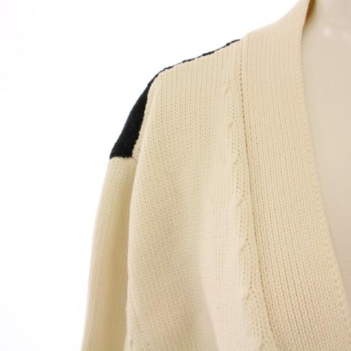 オフホワイト OFF WHITE ニットカーディガン 長袖 Vネック 切替 バイ  