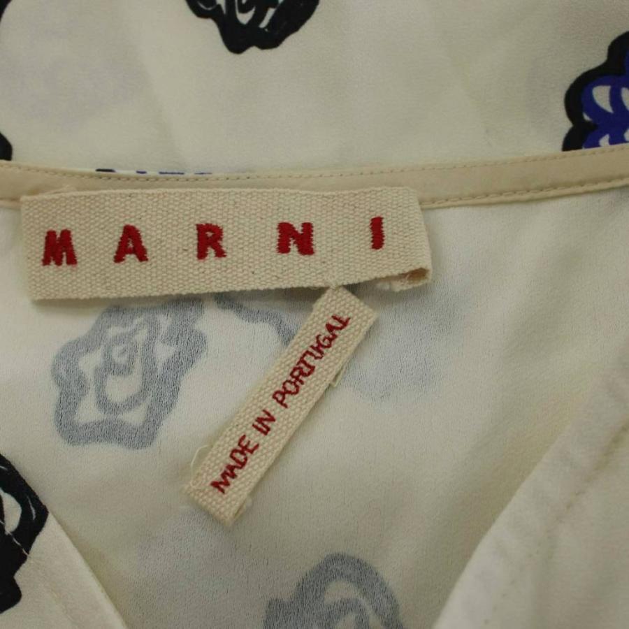 【中古】マルニ MARNI フレアスカート ひざ丈 総柄 花柄 36 白 ホワイト 水色 ライトブルー GOMA0042A2 /AN40 MARNI（マルニ） フレアスカート ひざ丈 総柄 花柄 36 白 ホワイト