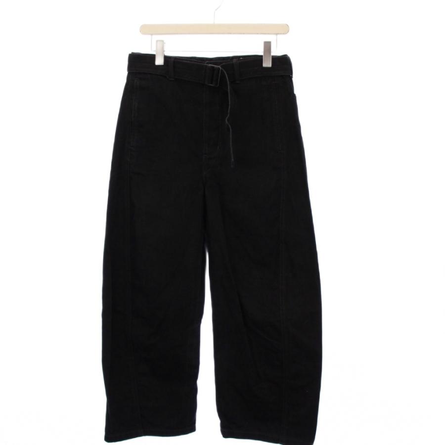 【中古】ルメール LEMAIRE ツイストベルテッドパンツ ワイド S 黒 PA326 LD1000 /KH メンズ ルメール LEMAIRE ツイストベルテッドパンツ ワイド S 黒 PA326 LD1000
