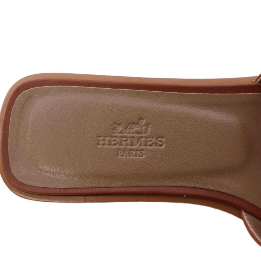 HERMES（エルメス） オラン サンダル フラット レザー 35.5 茶 /KH