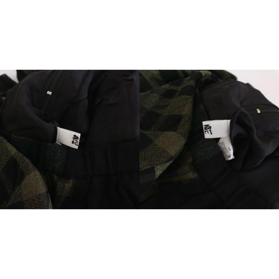 ジウ 慈雨 センソユニコ フレアスカート ロング チェック 40 黒 緑