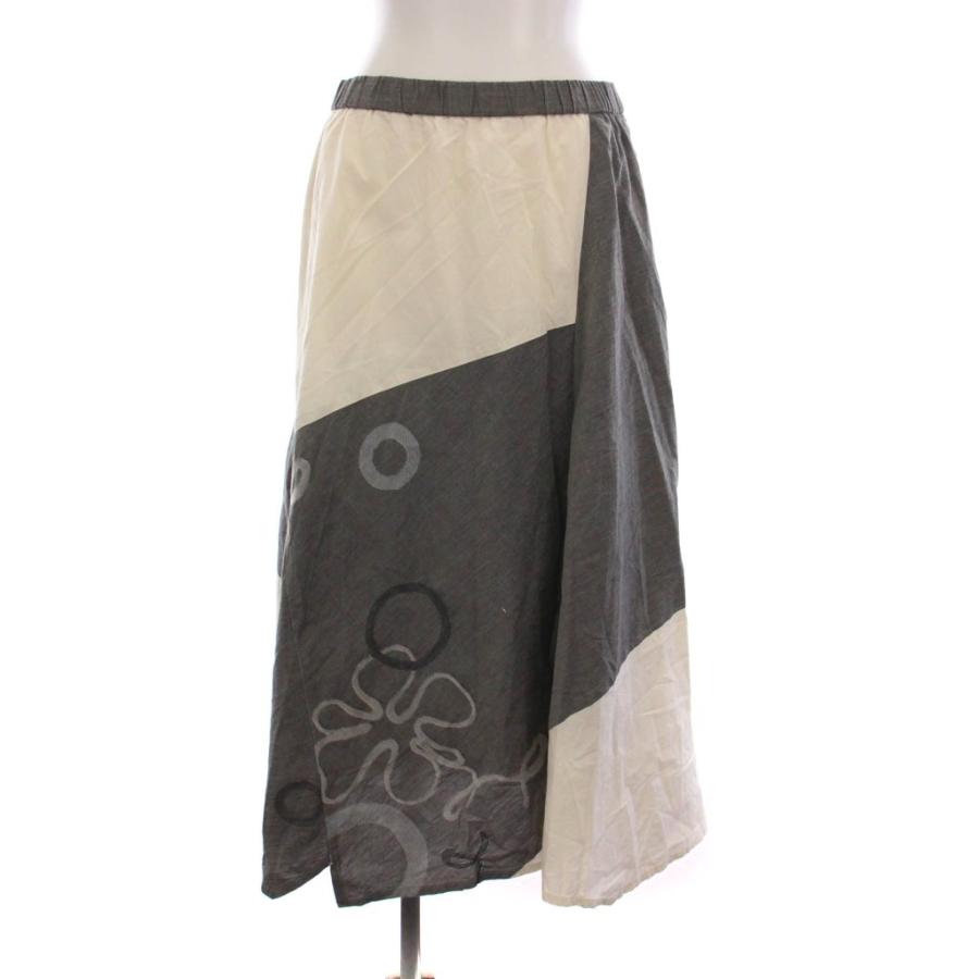 【中古】ジウ 慈雨 センソユニコ フレアスカート ロング 総柄 40 グレー 白 ホワイト 12122051 /YM レディース ジウ 慈雨 センソユニコ フレアスカート ロング 総柄 40 グレー 白