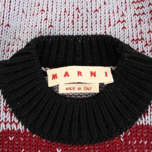 【中古】マルニ MARNI 23AW ニット セーター クルーネック 長袖 ロゴ 46 赤 レッド 水色 GCMG0345Q0 メンズ MARNI（マルニ） MARNI 23AW ニット セーター クルーネック 長袖 ロゴ