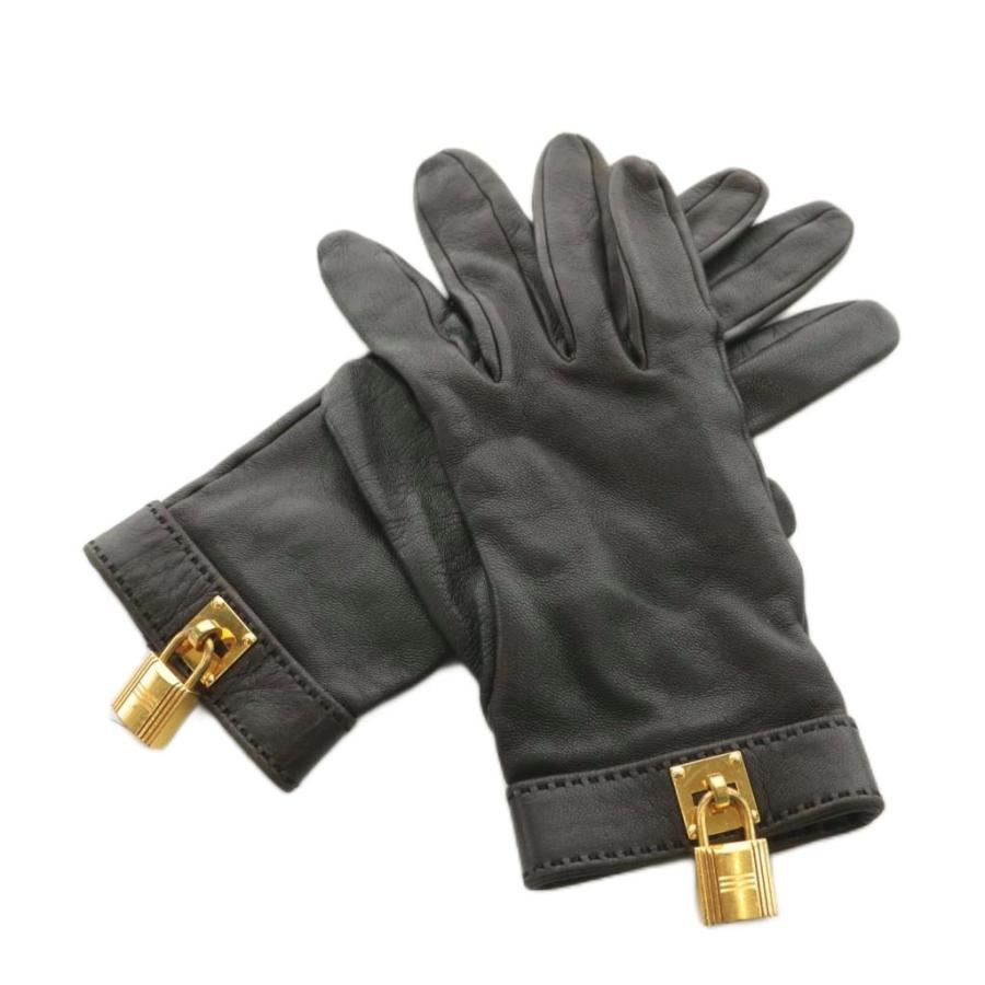 【中古】エルメス HERMES ケリー 手袋 カデナ 南京錠 レザー 6.5 茶 ブラウン /AN10 ■OH レディース HERMES（エルメス） ケリー 手袋 カデナ 南京錠 レザー 6.5 茶