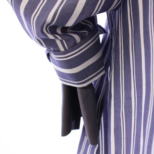 美品⁑ アドーア　マルチストライプシャツ　グレー×ホワイト　38 長袖　ブラウス アドーア ADORE マルチストライプシャツ ブラウス 長袖 バンドカラー