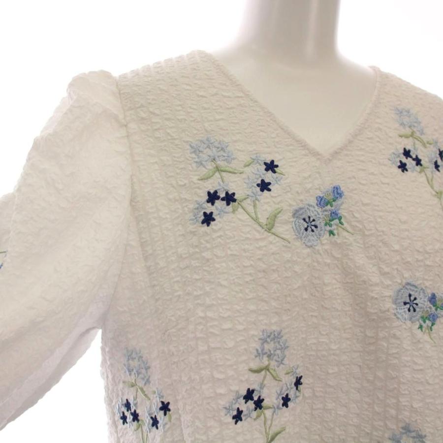新品★チェスティオーガンジーカラートップスホワイト０★ジャガード刺繍フラワー Chesty - 新品☆チェスティオーガンジーカラートップスホワイト0